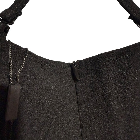 NWT Knittee black spaghetti strap side split ruffle bottom dress / gown Medium - Picture 8 of 11